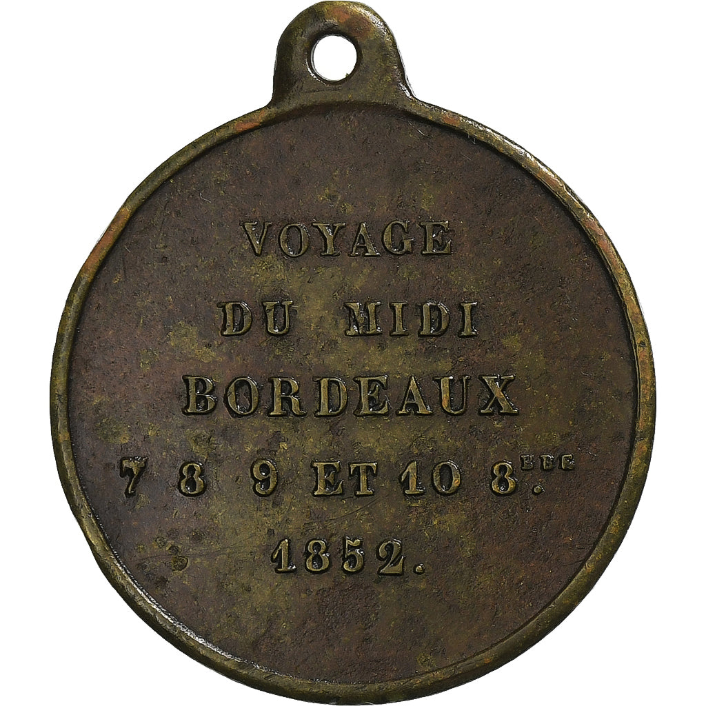 France, Medal, Napoléon III, Voyage du Midi - Bordeaux, 1852, Copper, Caqué