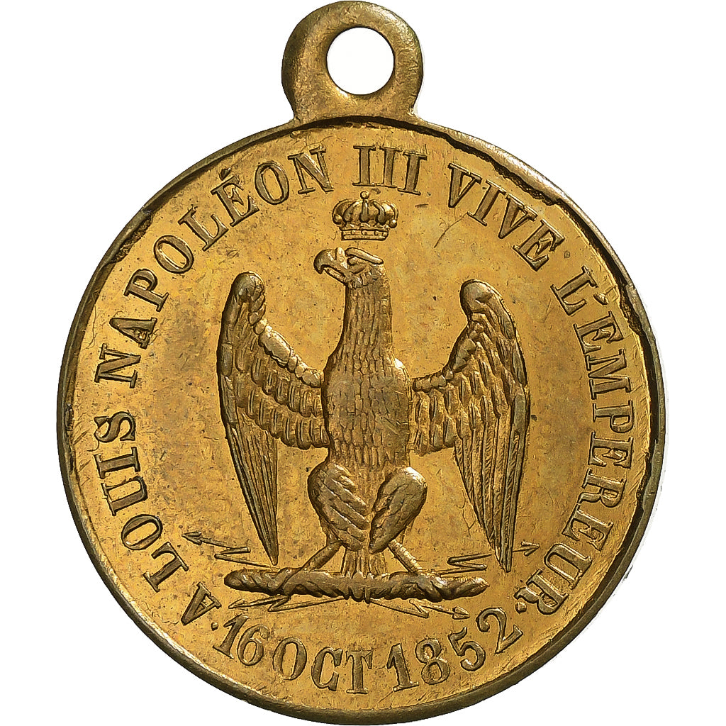 France, Medal, Louis Napoléon III, Vive l'Empereur, 1852, Brass, AU(55-58)