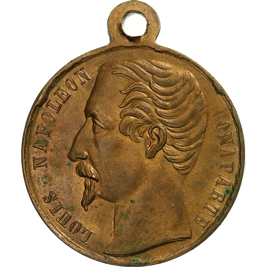 France, Medal, Louis Napoléon III, Vive l'Empereur, 1852, Brass, AU(50-53)