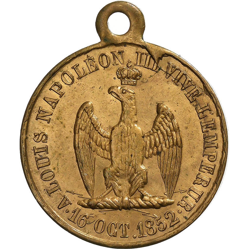 France, Medal, Louis Napoléon III, Vive l'Empereur, 1852, Brass, AU(50-53)