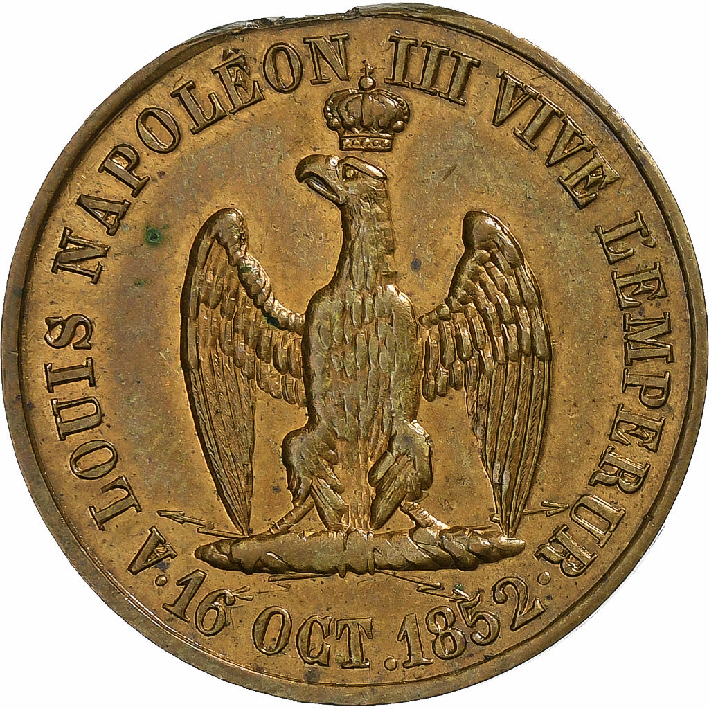France, Medal, Louis Napoléon III, Vive l'Empereur, 1852, Brass, AU(50-53)