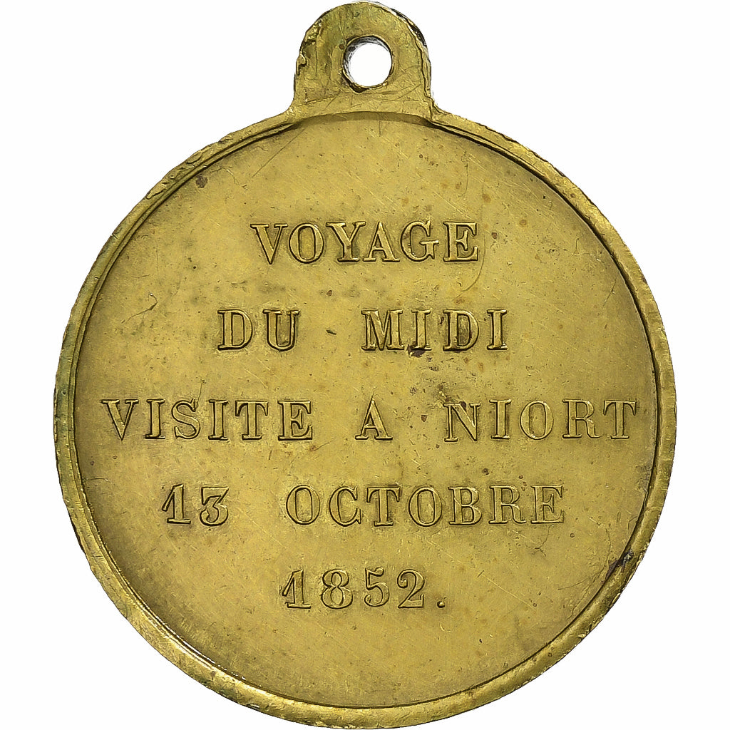 Frankrijk, Medaille, Louis Napoléon Bonaparte, Visite à Niort, 1852, Tin, ZF+