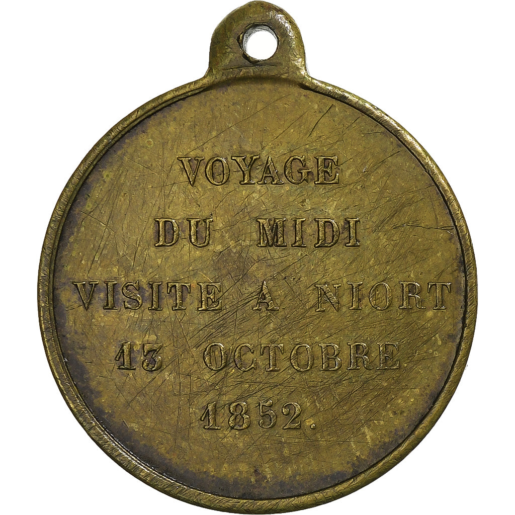 Frankrijk, Medaille, Louis Napoléon Bonaparte, Visite à Niort, 1852, Tin, ZF+