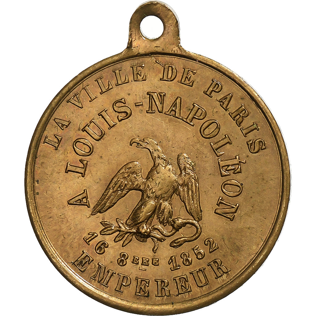 Frankrijk, Medaille, La ville de Paris à Louis-Napoléon empereur, Tin, PR