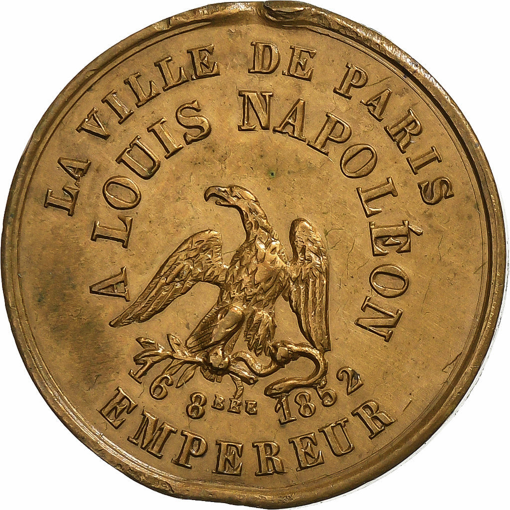 Frankrijk, Medaille, La ville de Paris à Louis-Napoléon empereur, Tin, ZF+