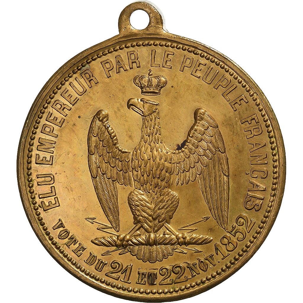 Frankreich, Medaille, Napoléon III, Elu Empereur, 1852, Messing, Garnier, VZ
