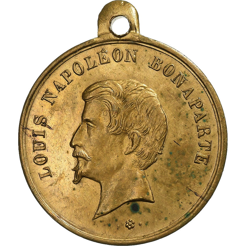 France, Medal, Louis Napoléon, Distribution des Drapeaux, 1852, Brass