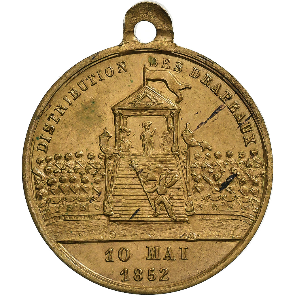 France, Medal, Louis Napoléon, Distribution des Drapeaux, 1852, Brass