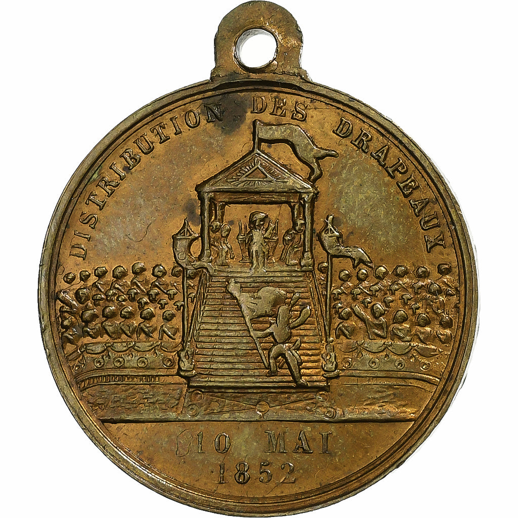 France, Medal, Louis Napoléon, Distribution des Drapeaux, 1852, Brass