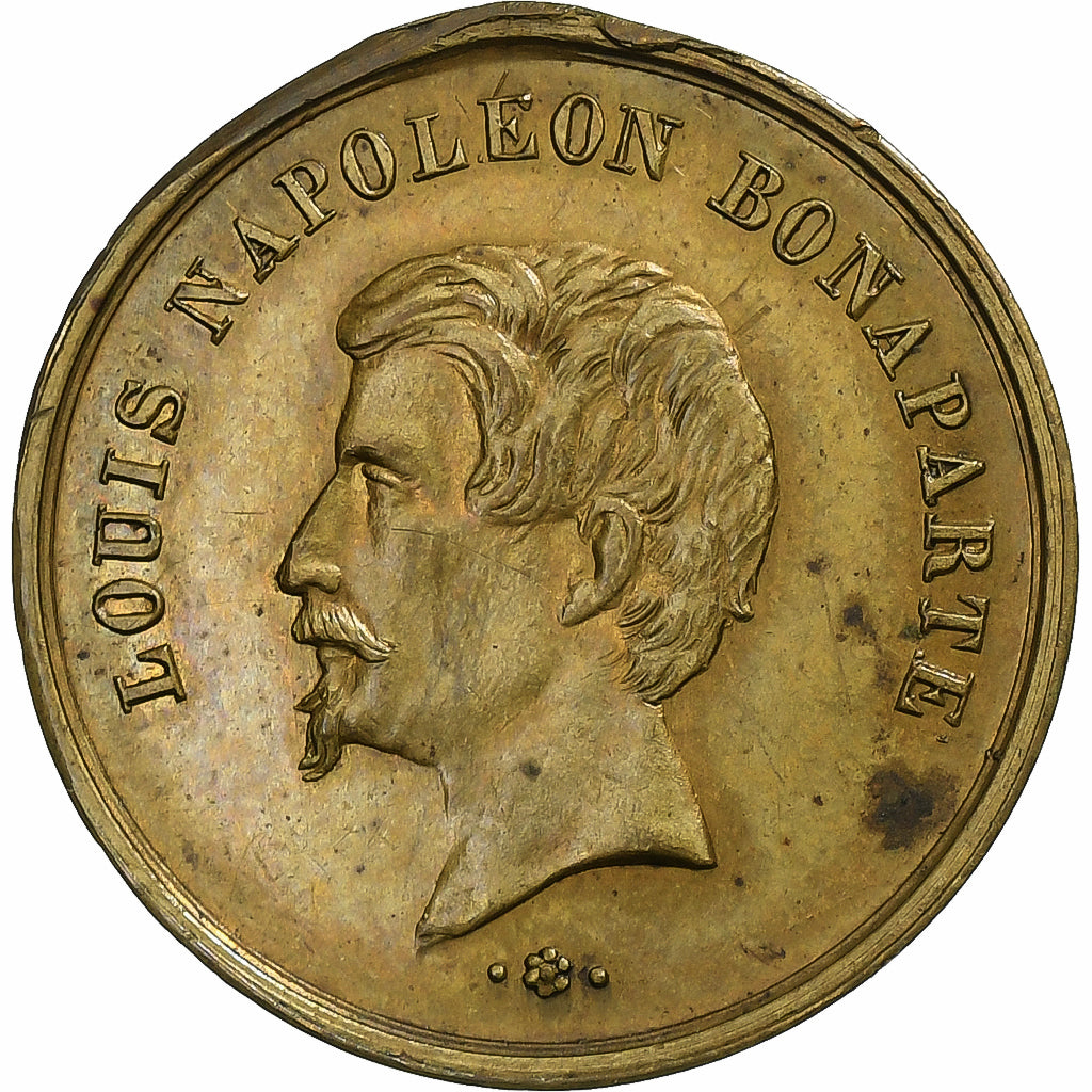France, Medal, Louis Napoléon, Distribution des Drapeaux, 1852, Brass