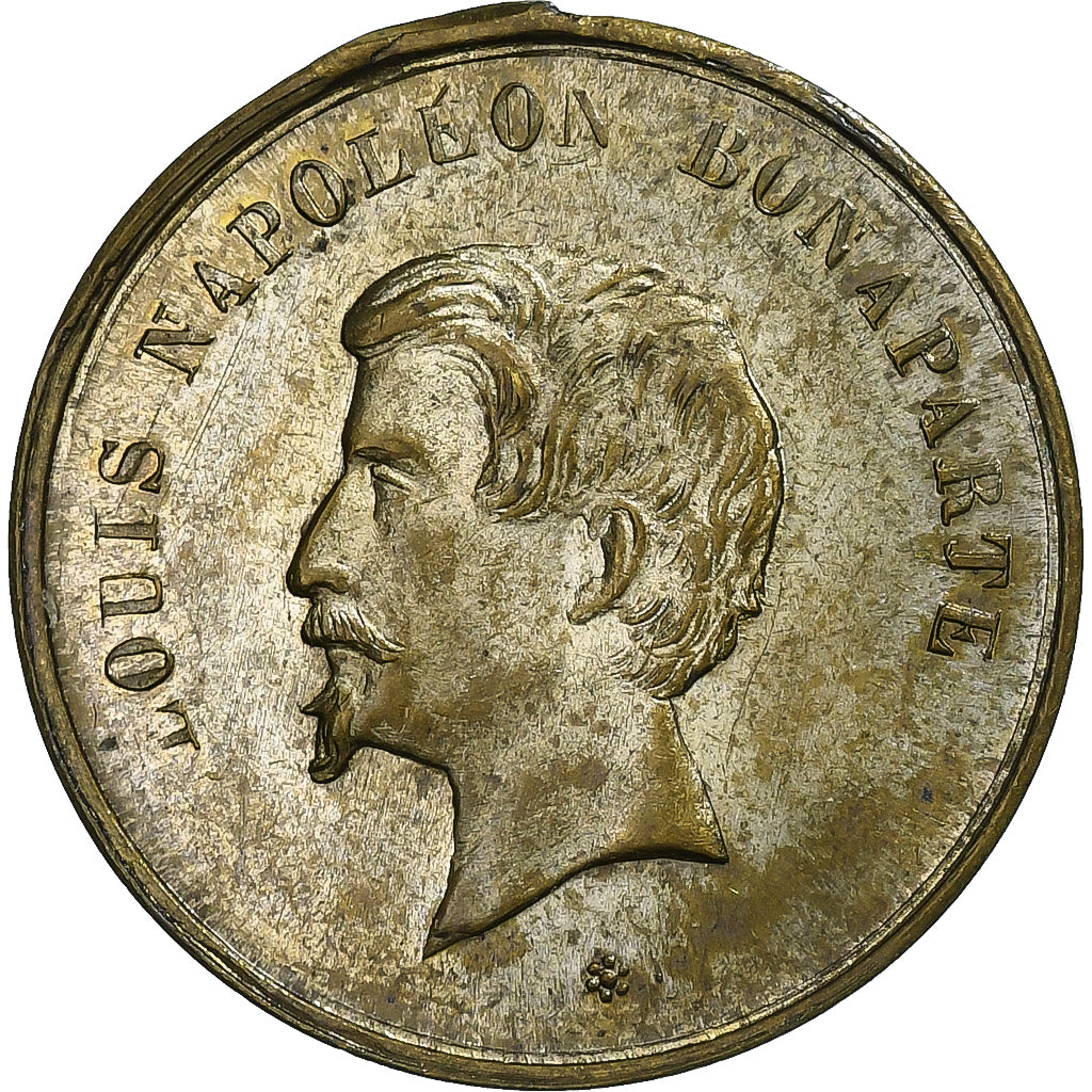 France, Medal, Louis Napoléon, Distribution des Drapeaux, 1852, Silvered Brass