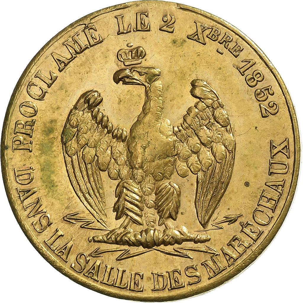 France, Medal, Proclamation de Louis-Napoléon Bonaparte, 1852, Brass, AU(55-58)