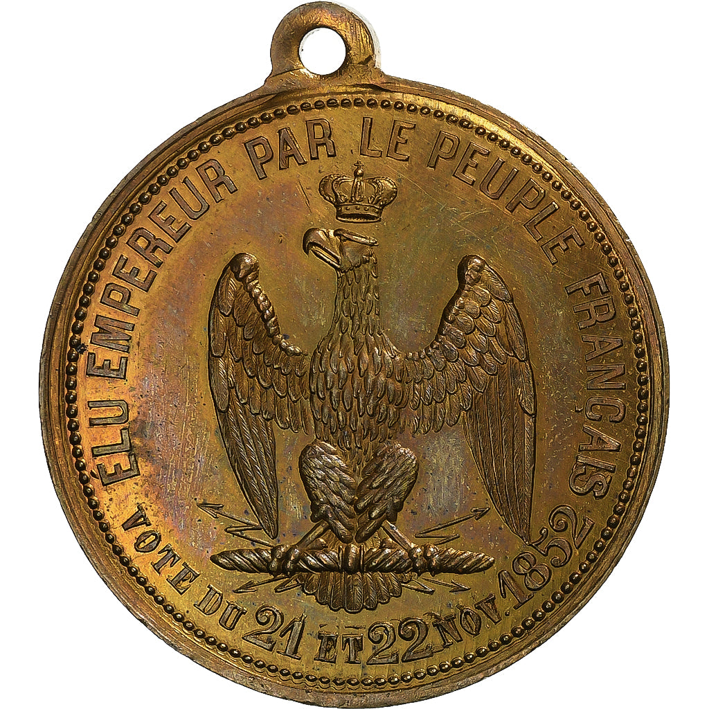 France, Medal, Napoléon III, Elu Empereur, 1852, Brass, Garnier, MS(63)