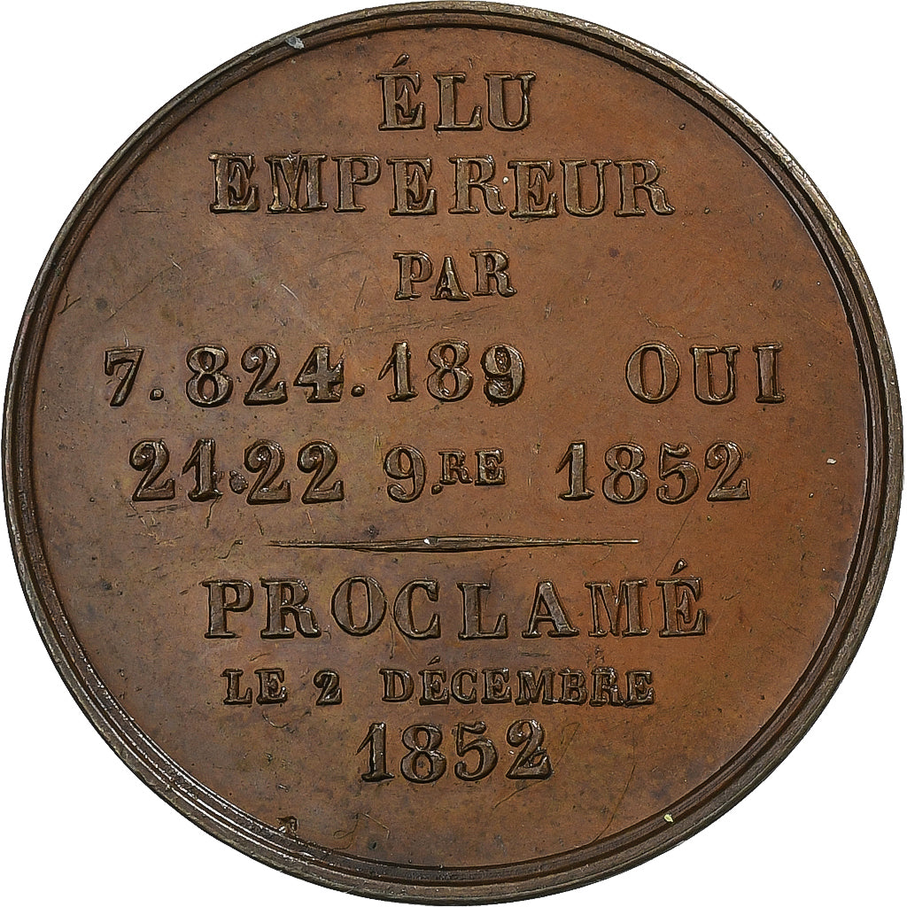 France, Medal, Proclamation de Louis-Napoléon Bonaparte, 1852, Copper