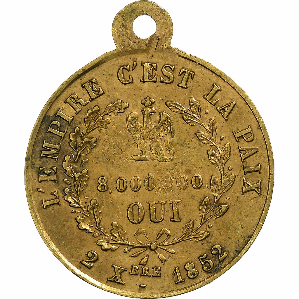 France, Medal, Proclamation de Louis-Napoléon Bonaparte, 1852, Brass, AU(50-53)