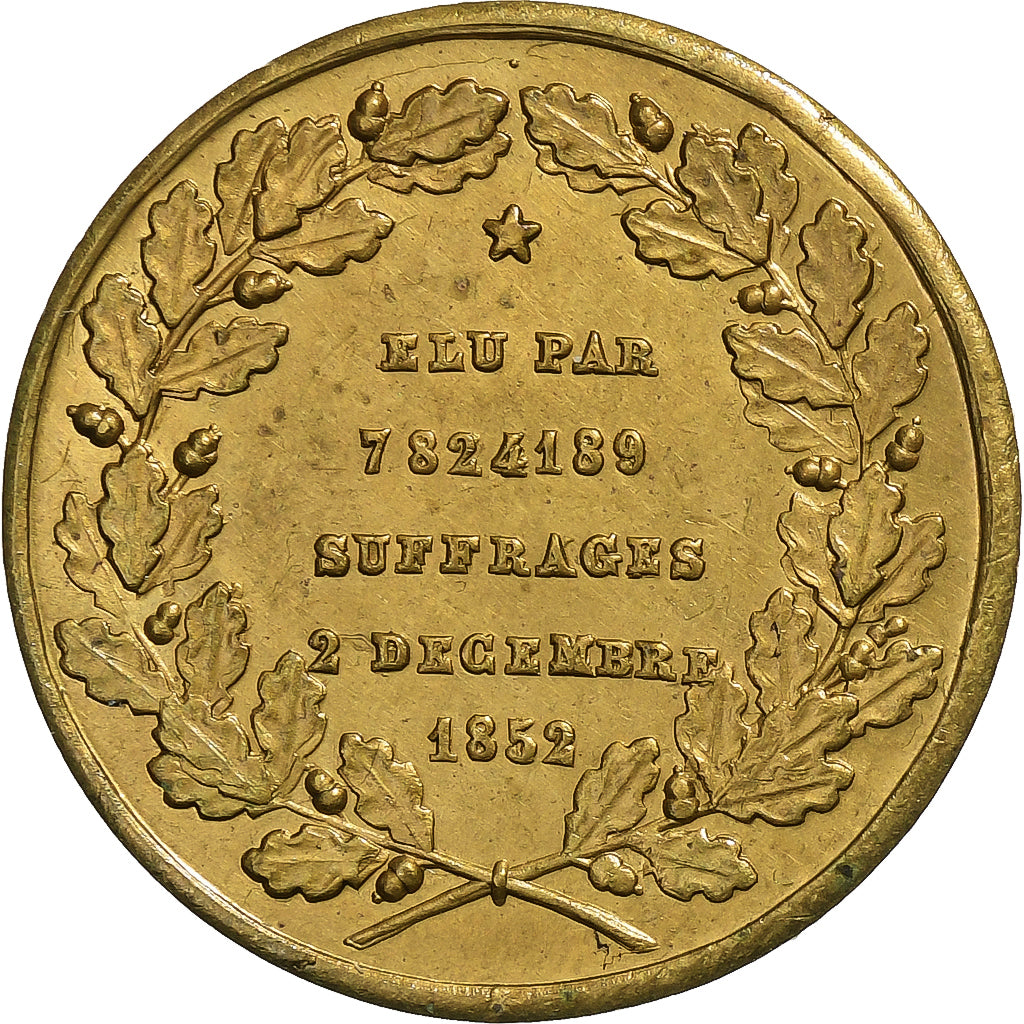 France, Medal, Proclamation de Louis-Napoléon Bonaparte, 1852, Brass, AU(50-53)
