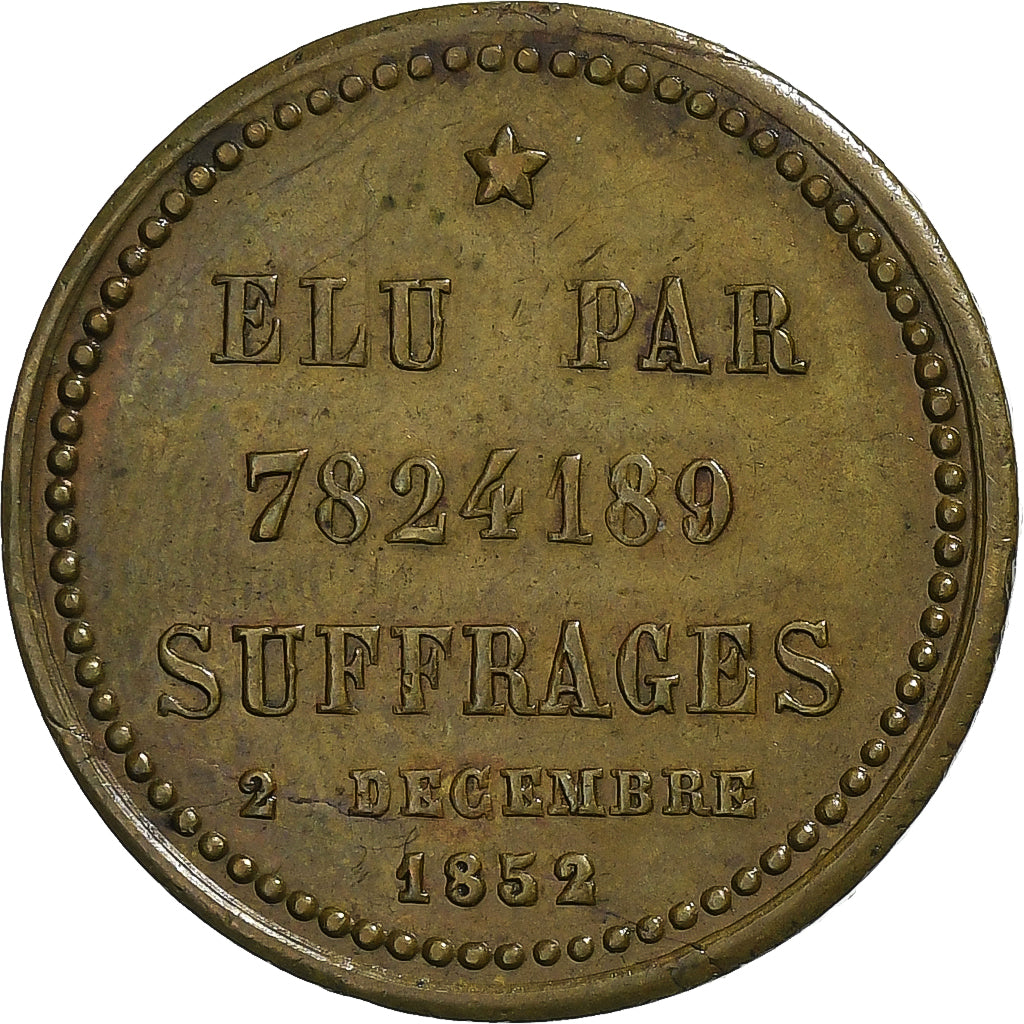 France, Medal, Napoléon III, Elu Empereur, 1852, Brass, EF(40-45)