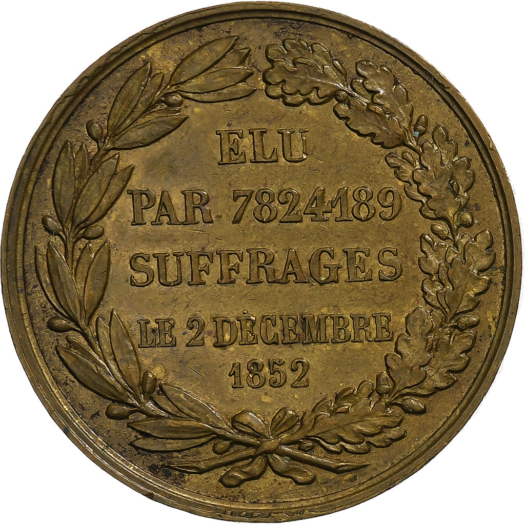 Frankreich, Medaille, Napoléon III, Elu Empereur, 1852, Messing, Dantzell, VZ