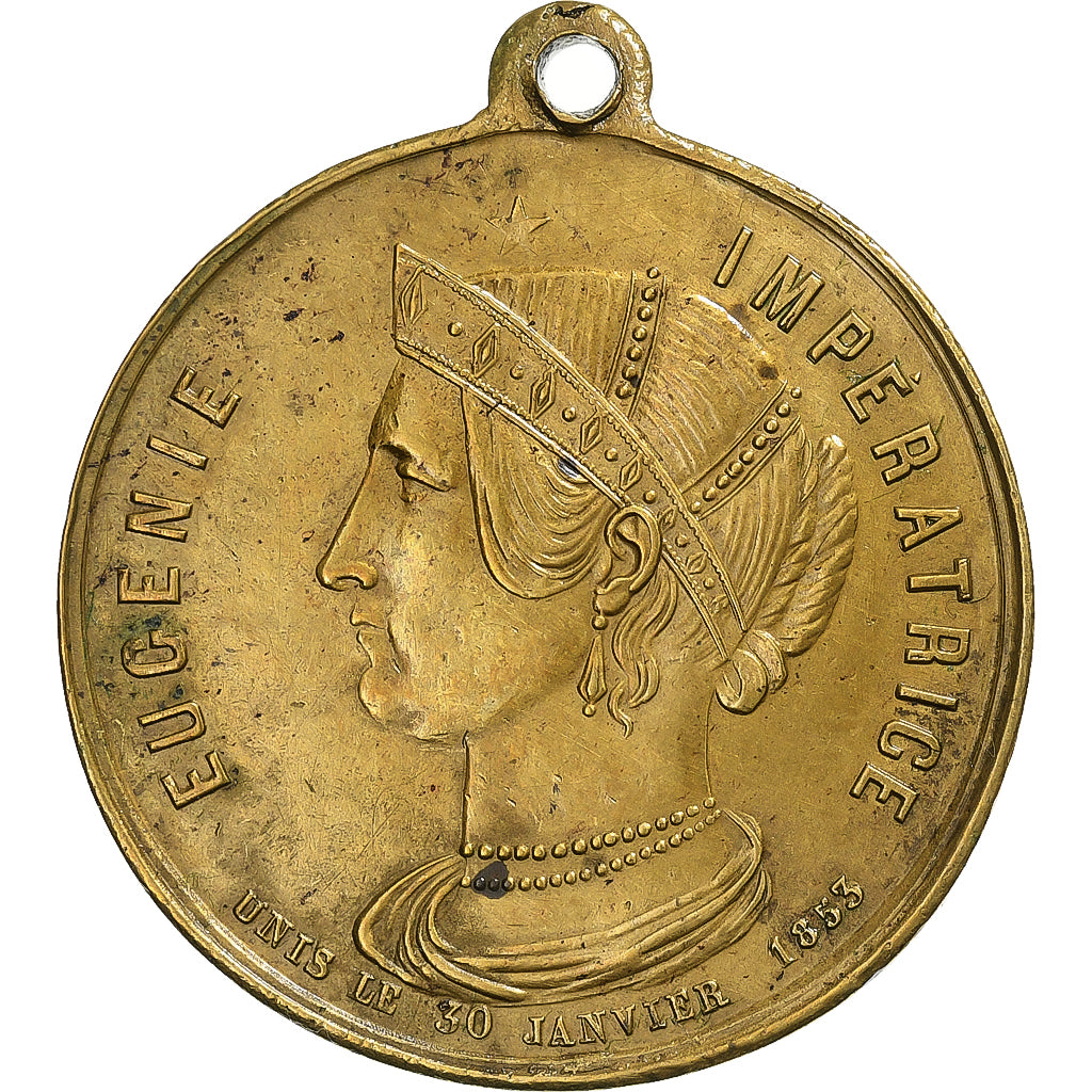 Frankrijk, Medaille, Impératrice Eugénie, Mariage Impérial, 1853, Tin