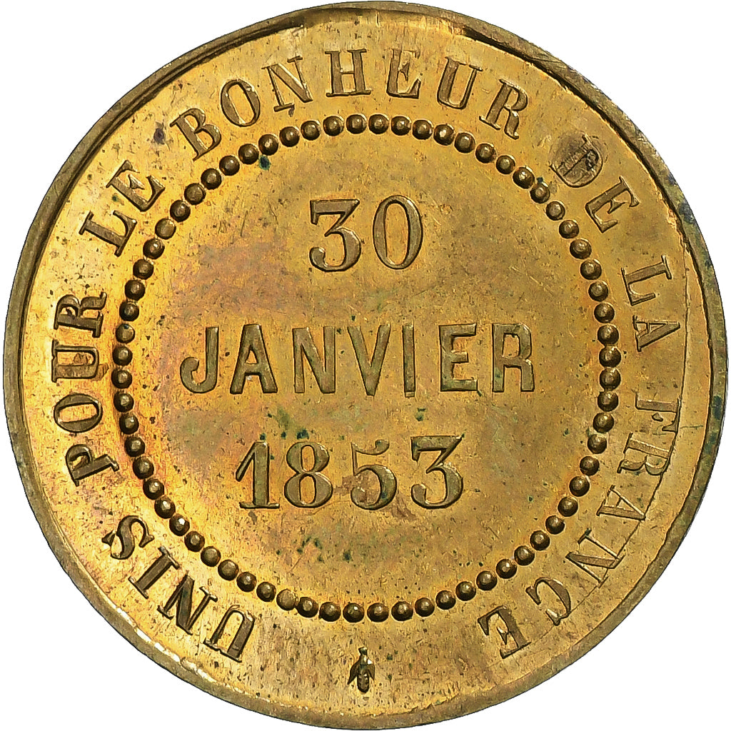 Frankreich, Medaille, Napoléon III, Mariage Impérial, 1853, Messing, VZ
