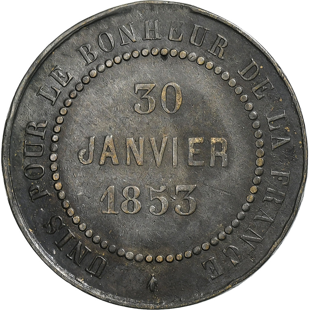 Francia, medaglia, Napoléon III, Mariage Impérial, 1853, Rame placcato