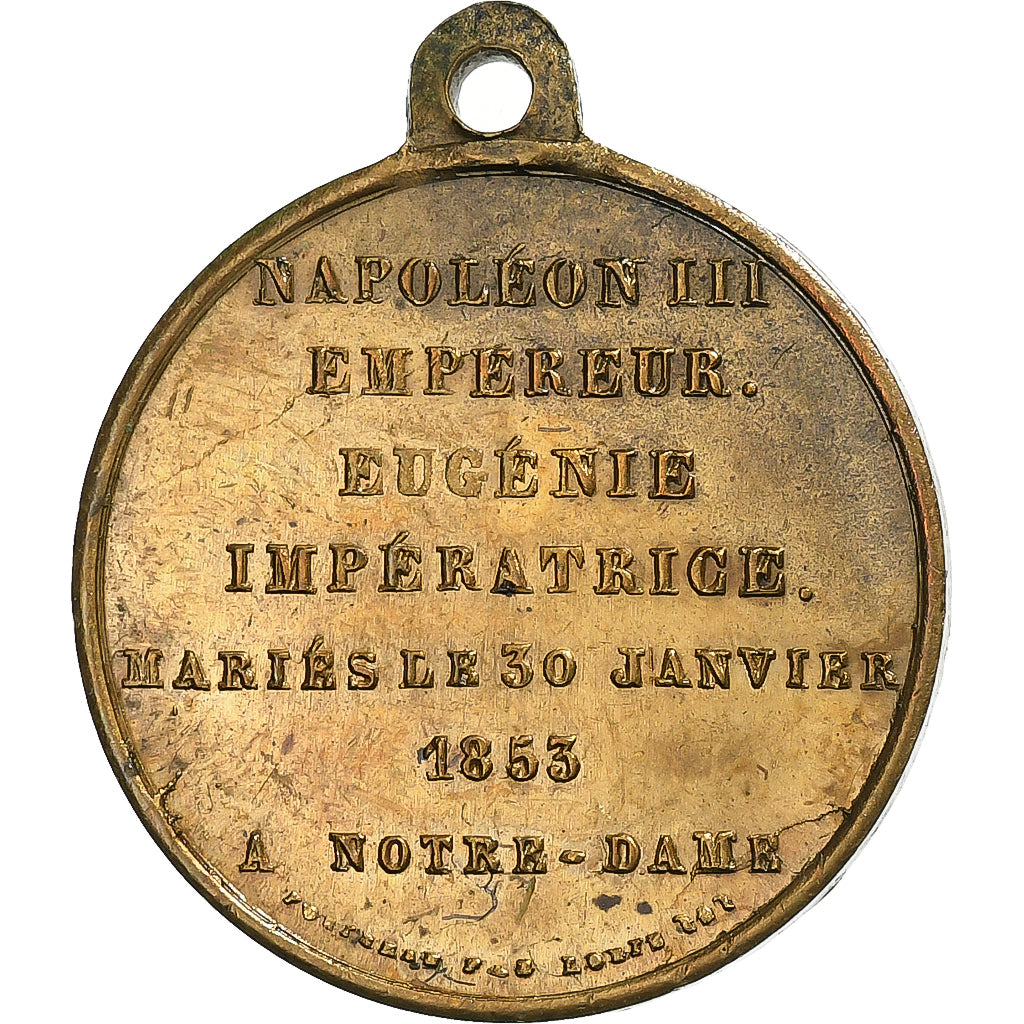 France, Medal, Napoléon III, Mariage Impérial, 1853, Brass, Robineau
