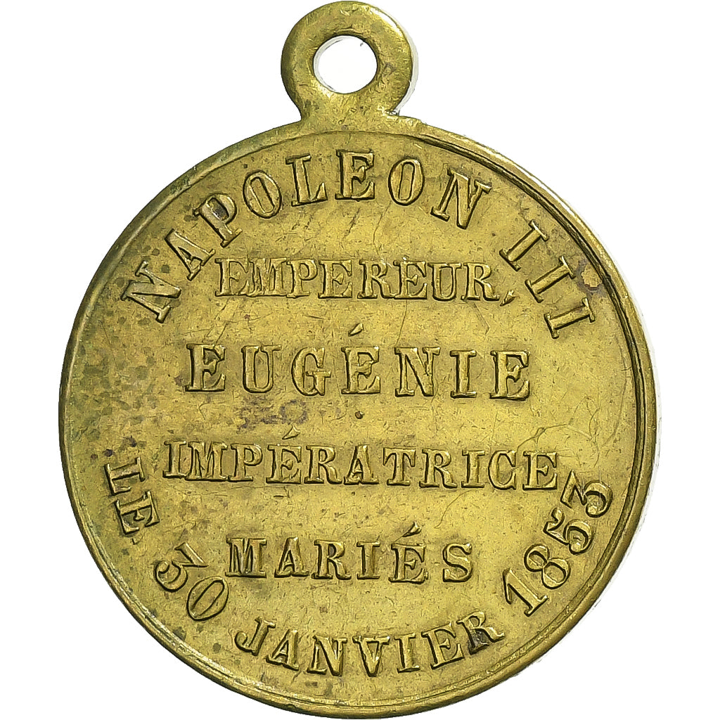France, Medal, Napoléon III, Mariage Impérial, 1853, Brass, AU(50-53)