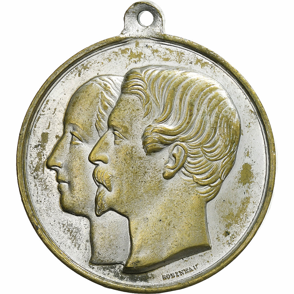 Francia, medalla, Napoléon III, Mariage Impérial, 1853, Silvered Brass