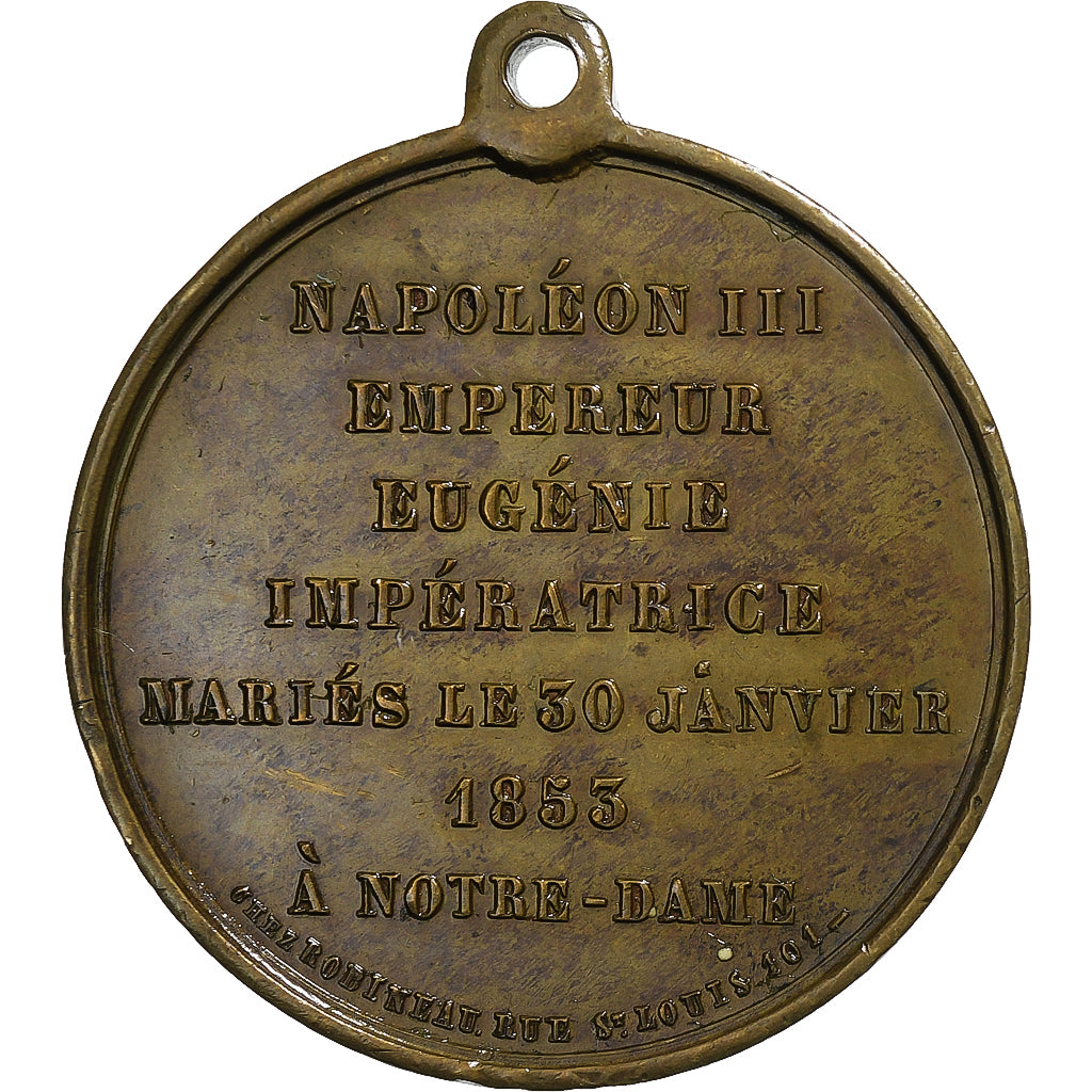 France, Médaille, Napoléon III, Mariage Impérial, 1853, Bronze, TTB+