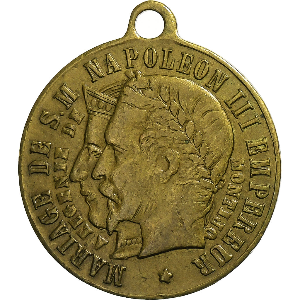 Frankreich, Medaille, Impératrice Eugénie, Mariage Impérial, 1853, Messing
