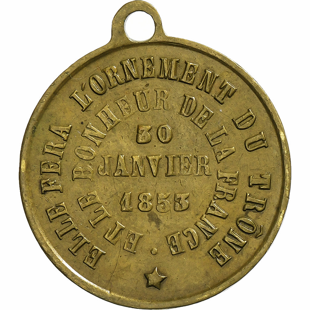 Frankreich, Medaille, Impératrice Eugénie, Mariage Impérial, 1853, Messing