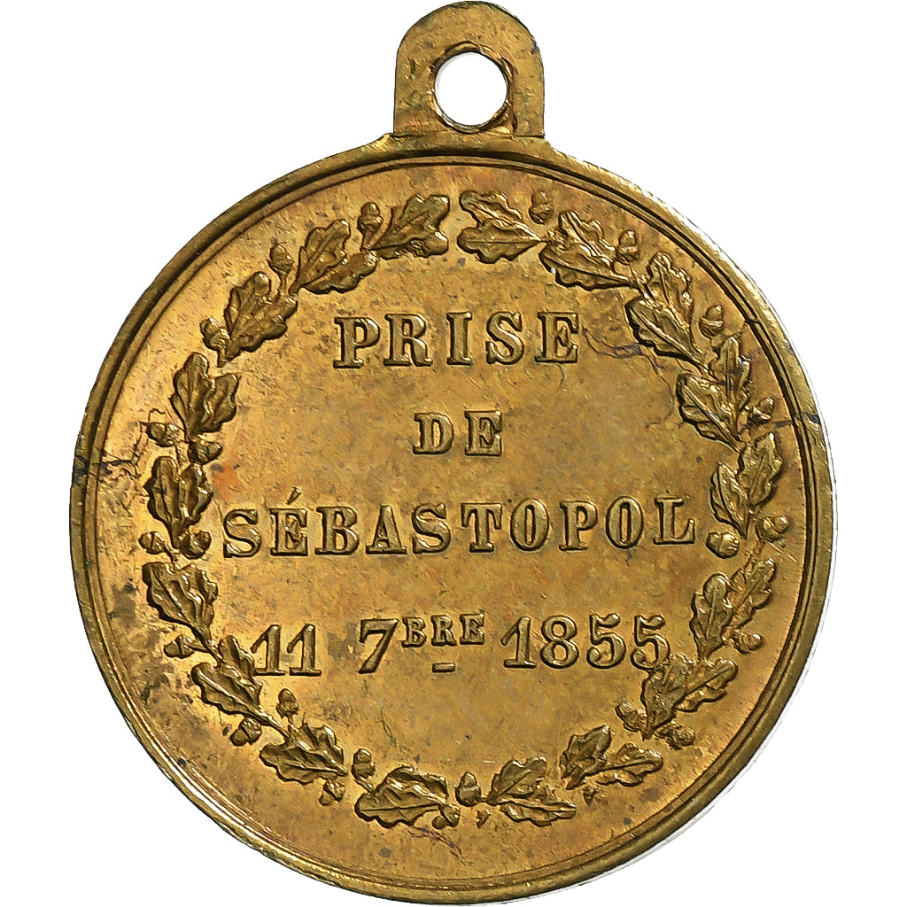 France, Médaille, Napoléon III, Prise de Sébastopol, 1855, Laiton, SUP