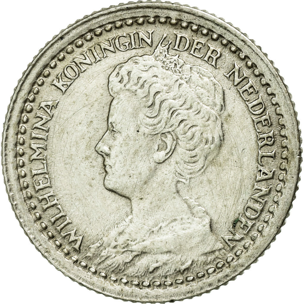 Coin, Netherlands, Wilhelmina I, 10 Cents, 1918, AU(55-58), Silver, KM:145
