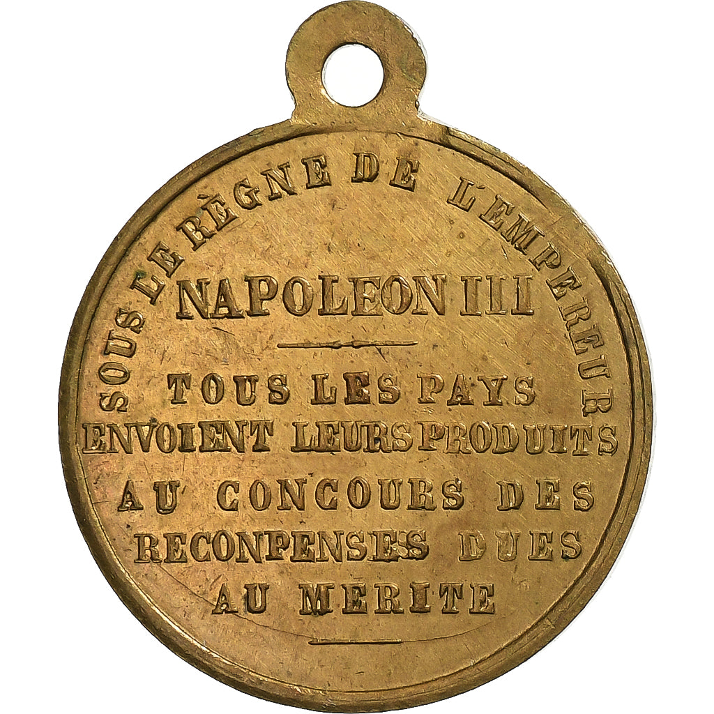 France, Token, Napoléon III, Palais de l'Exposition, 1855, Brass, AU(55-58)