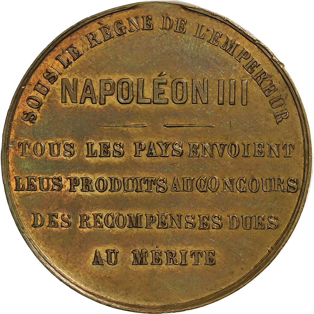 France, Token, Napoléon III, Palais de l'Exposition, 1855, Brass, AU(55-58)