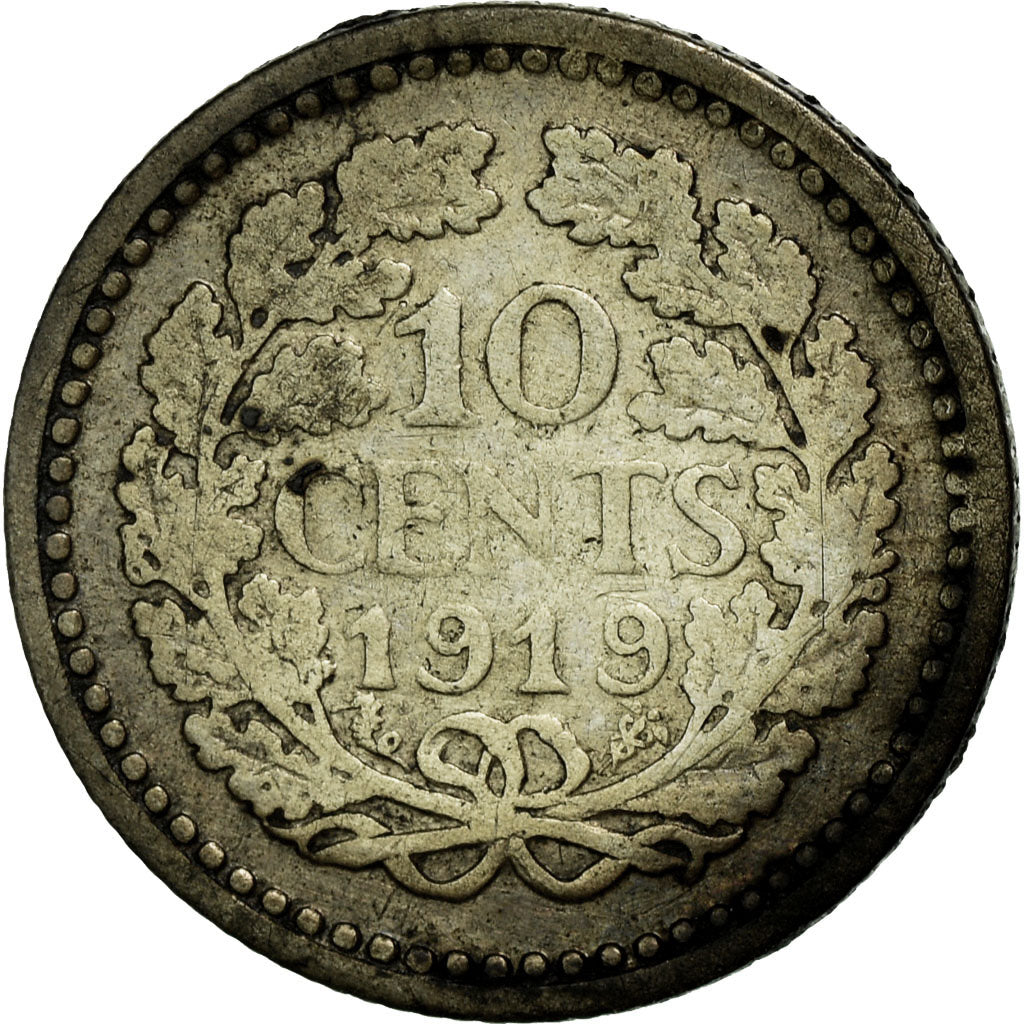 Coin, Netherlands, Wilhelmina I, 10 Cents, 1919, VF(20-25), Silver, KM:145