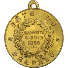 France, Token, Fête du Drapeau, Magenta, 1859, Brass, AU(55-58)