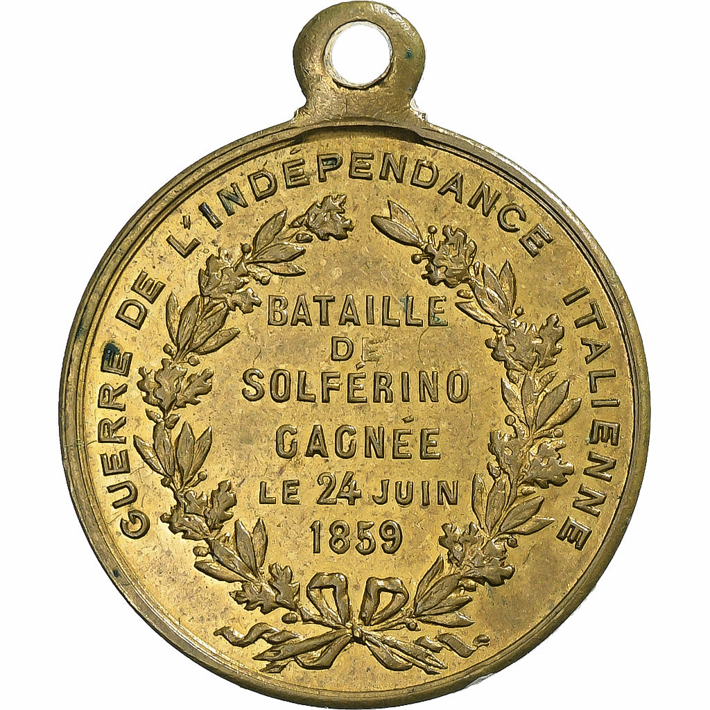 France, Médaille, Napoléon III, Bataille de Solférino, 1859, Laiton, SUP