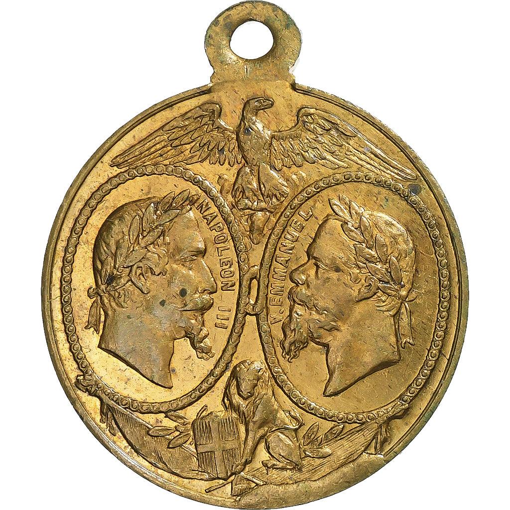 France, Médaille, Napoléon III, Bataille de Solférino, 1859, Laiton, SUP