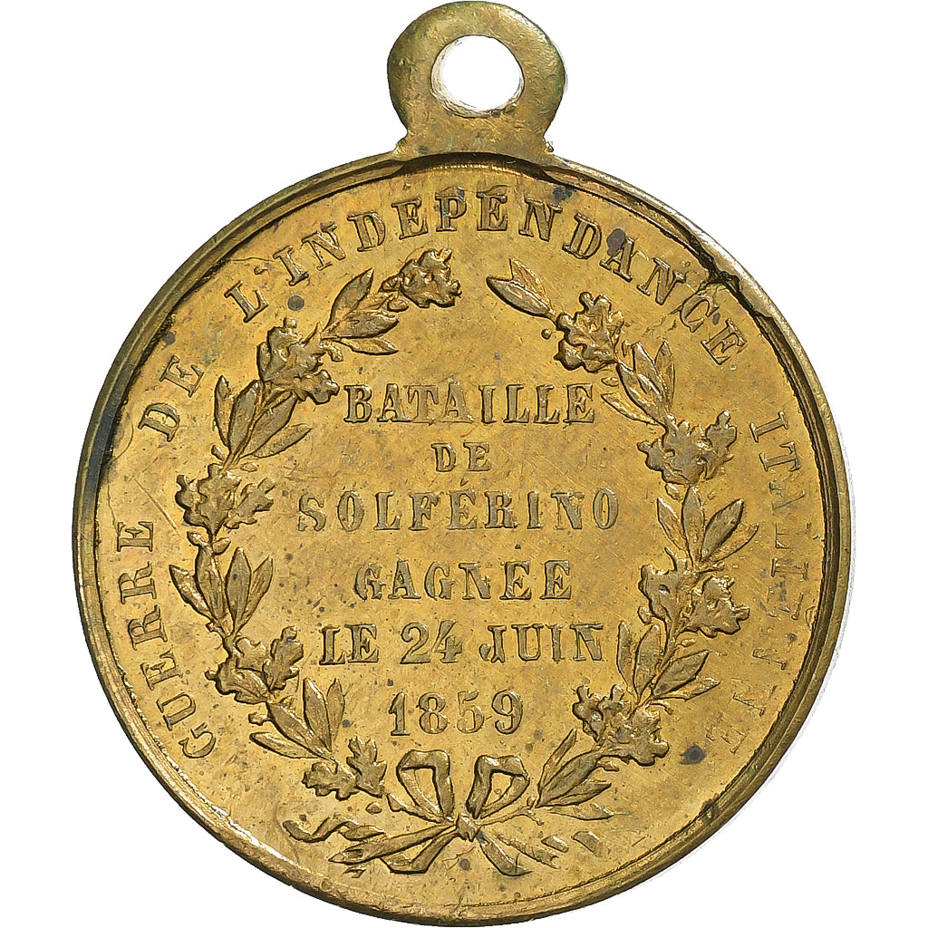 France, Médaille, Napoléon III, Bataille de Solférino, 1859, Laiton, SUP