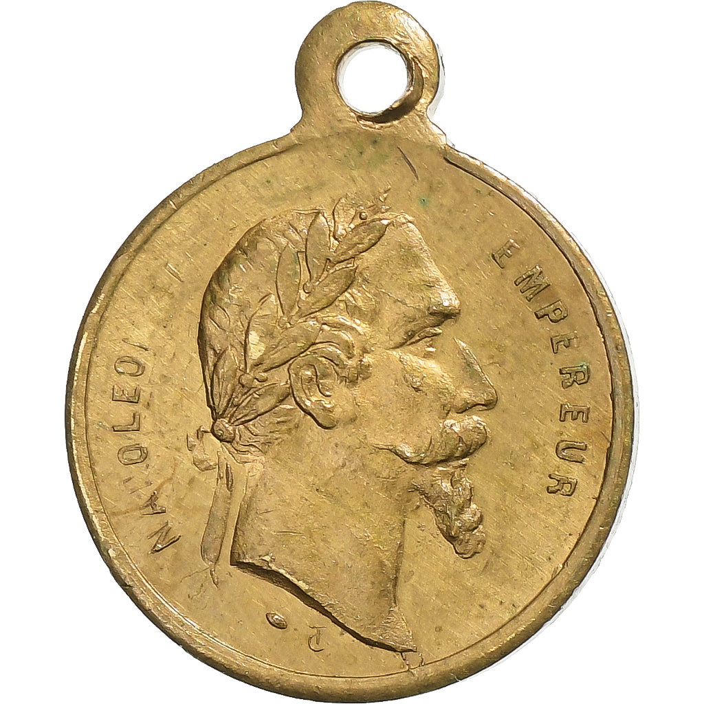 France, Medal, Napoléon III, Bataille de Solférino, 1859, Brass, AU(50-53)