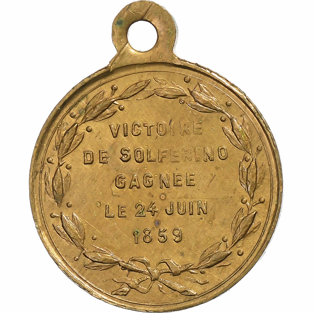 France, Medal, Napoléon III, Bataille de Solférino, 1859, Brass, AU(50-53)