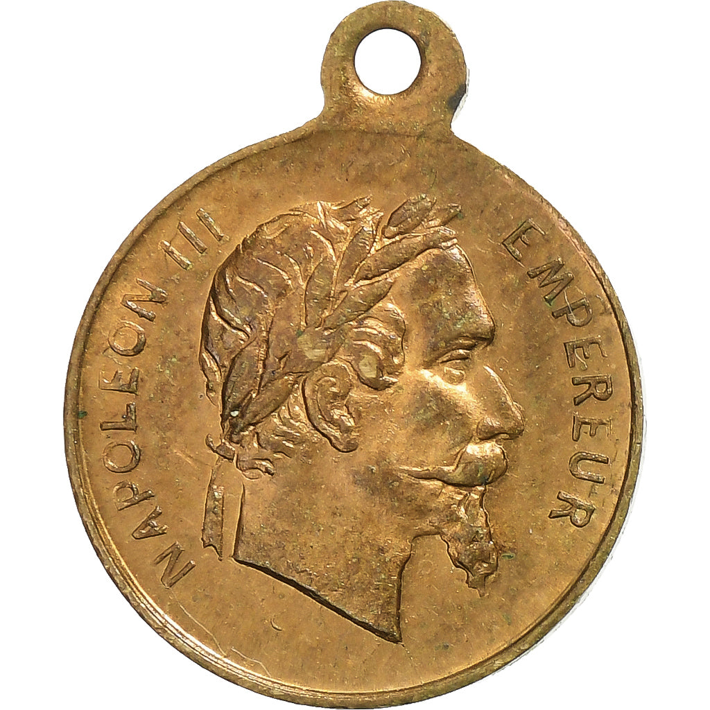 France, Medal, Napoléon III, Bataille de Solférino, 1859, Brass, AU(50-53)