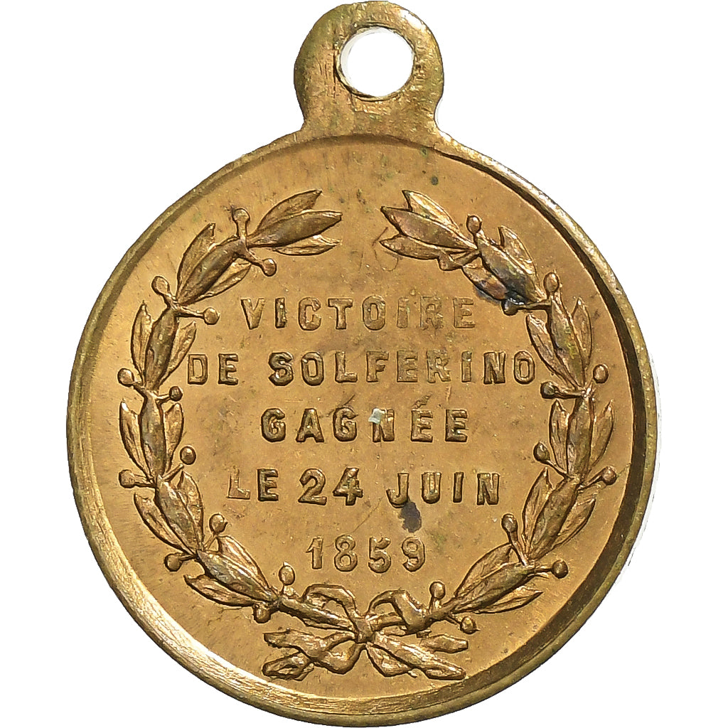 France, Medal, Napoléon III, Bataille de Solférino, 1859, Brass, AU(50-53)