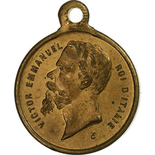 Italie, Médaille, Victor Emmanuel, Victoire de Solférino, 1859, Laiton, SUP