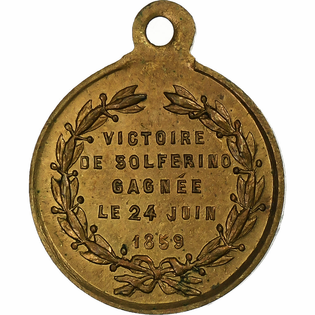 Italie, Médaille, Victor Emmanuel, Victoire de Solférino, 1859, Laiton, SUP