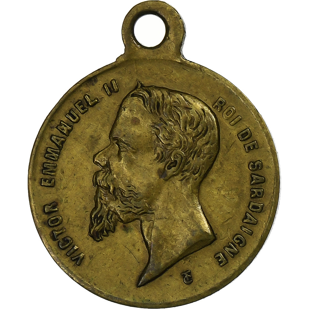 Italy, Medal, Victor Emmanuel, Victoire de Solférino, 1859, Brass, AU(50-53)