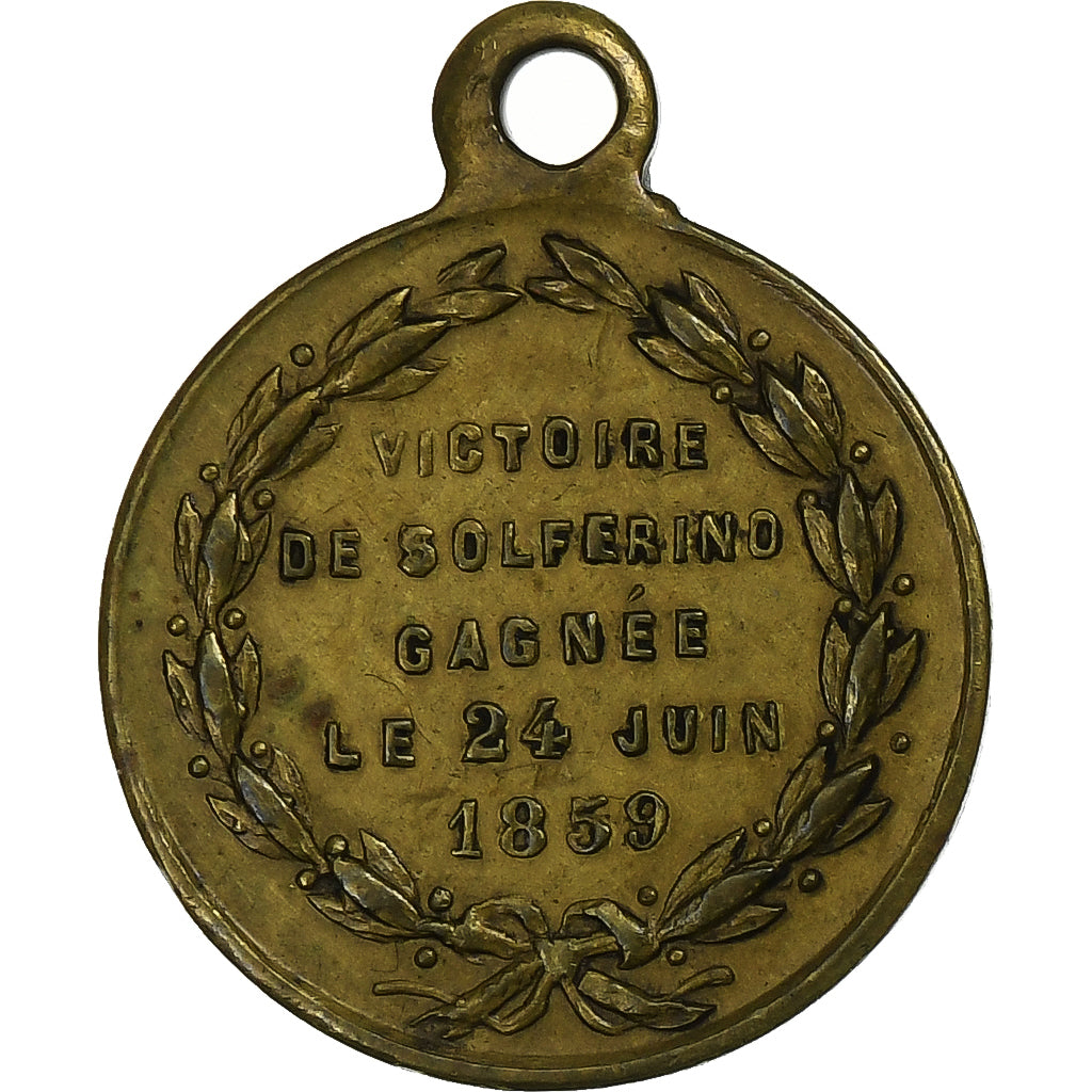 Italy, Medal, Victor Emmanuel, Victoire de Solférino, 1859, Brass, AU(50-53)