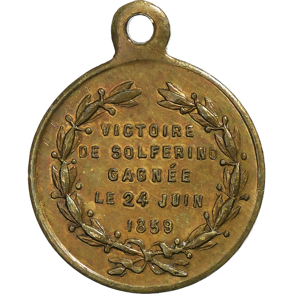 Italie, Médaille, Victor Emmanuel, Victoire de Solférino, 1859, Laiton, TTB+