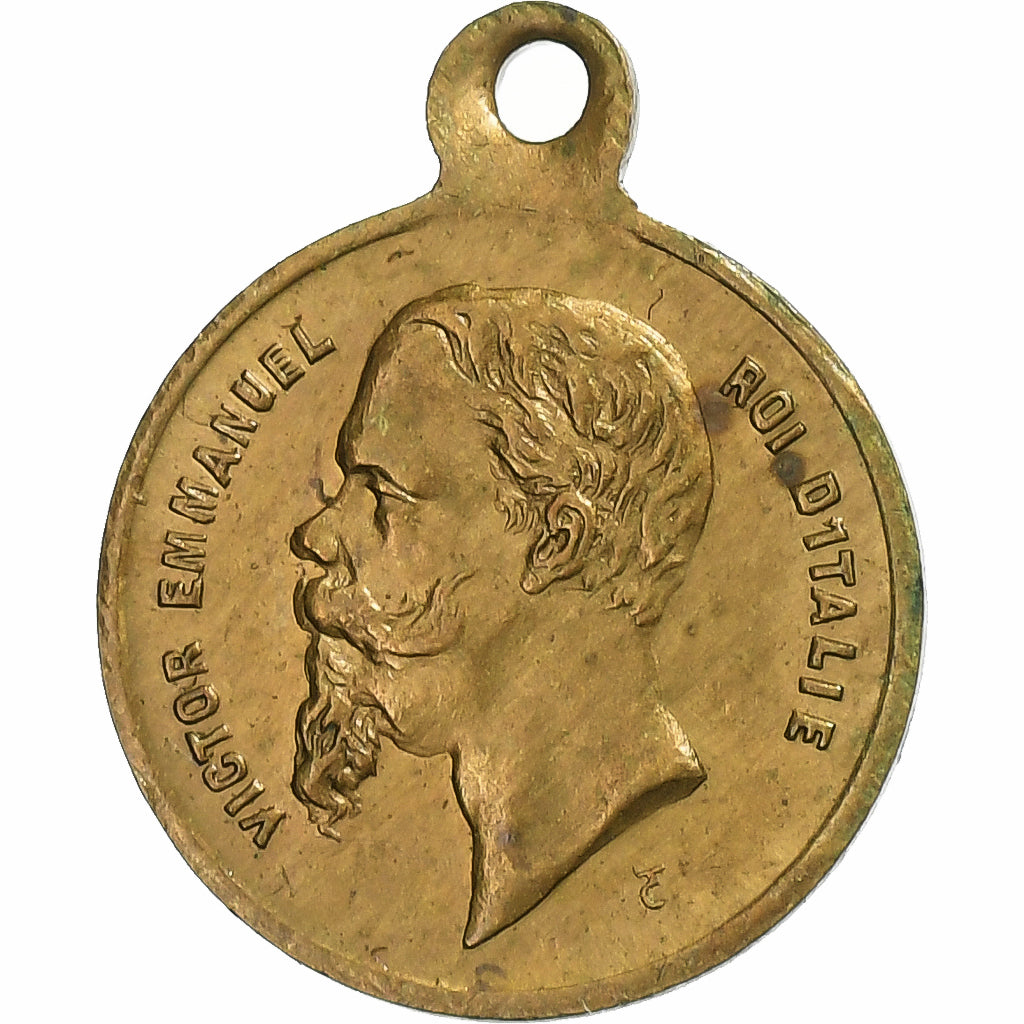 Italy, Medal, Victor Emmanuel, Victoire de Solférino, 1859, Brass, AU(55-58)